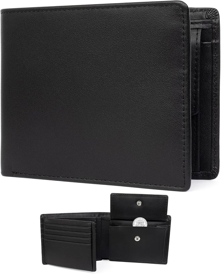 Cartera plegable delgada con bloqueo RFID para hombres, 100% piel d...