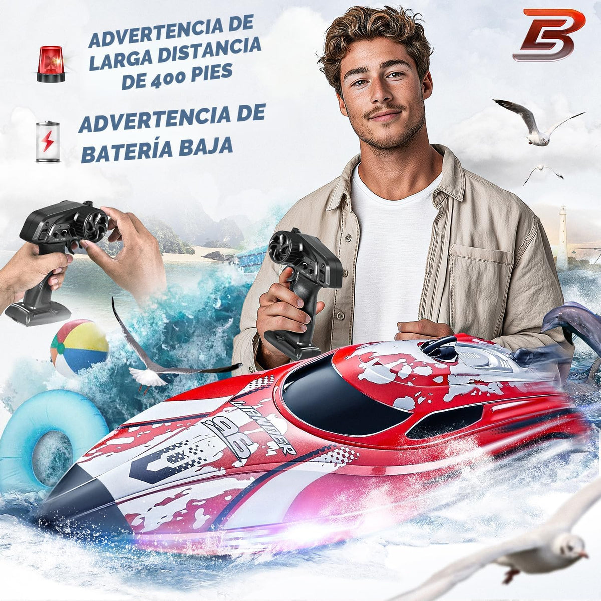 BEZGAR Barco RC TX126-12 pulgadas Barco de control remoto para lagos y