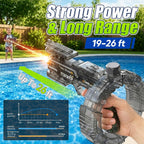 Pistola de agua eléctrica para niños y adultos – Lanzador de agua automático con batería recargable, luces LED, potente pistola de chorro de largo alcance de 26 pies, juguete de agua de playa para