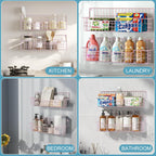Estante para especias, paquete de 4 organizadores de condimentos montado en la pared para organización de almacenamiento de cocina, estante de metal para especias para gabinete, despensa, rosa
