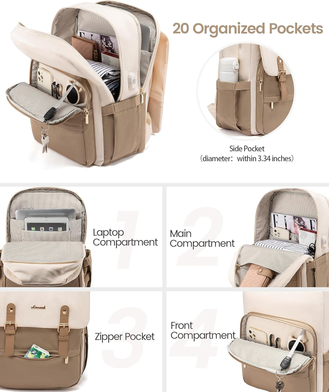 LOVEVOOK Mochila para computadora portátil para mujer, mochila de v...
