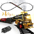 Juego de tren eléctrico con control remoto, humo, luces, sonido