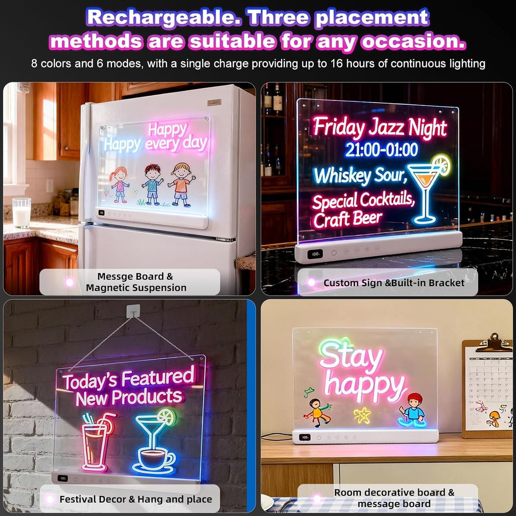 Cosmody - Tablero de dibujo LED recargable, regalo para niños y niñas a partir de 3 años (blanco)