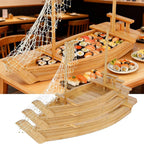 Bandeja de bambú de 31.5 pulgadas para servir sushi – Bandeja de sushi extra grande y tablero de exhibición, estilo barco de madera japonés para sushi, sashimi, fiesta de mariscos, plato de