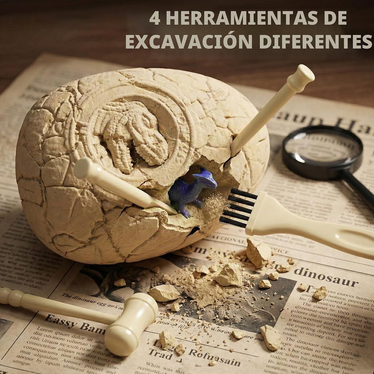 Uregoio 36 Kit único de excavación de dinosaurios con herramientas y