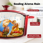 Olla holandesa de 6 cuartos de galón con tapa, horno holandés de hierro fundido esmaltado antiadherente para hornear pan, resistente, utensilios de cocina de cerámica aptos para horno hasta 500 °F para hornear, estofar, guisar, asar, rojo