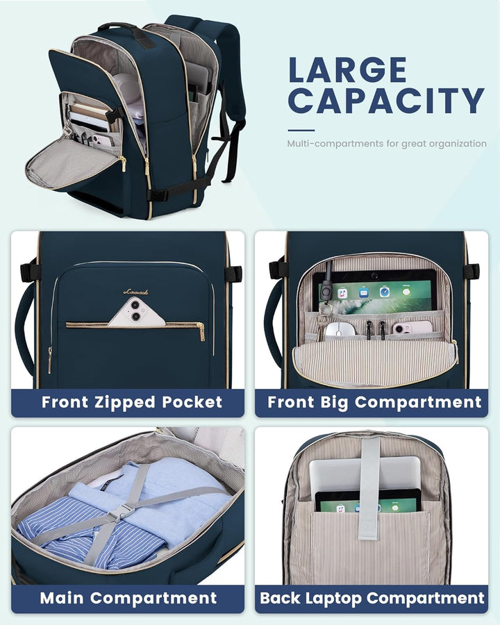LOVEVOOK Mochila de viaje para mujeres y hombres, 40L, aprobada por...