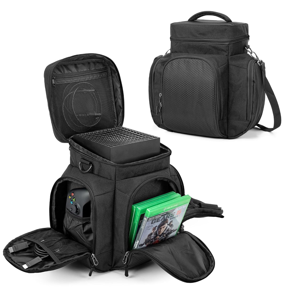 Trunab - Funda de transporte compatible con Xbox Series X, bolsa de juegos de viaje, color negro
