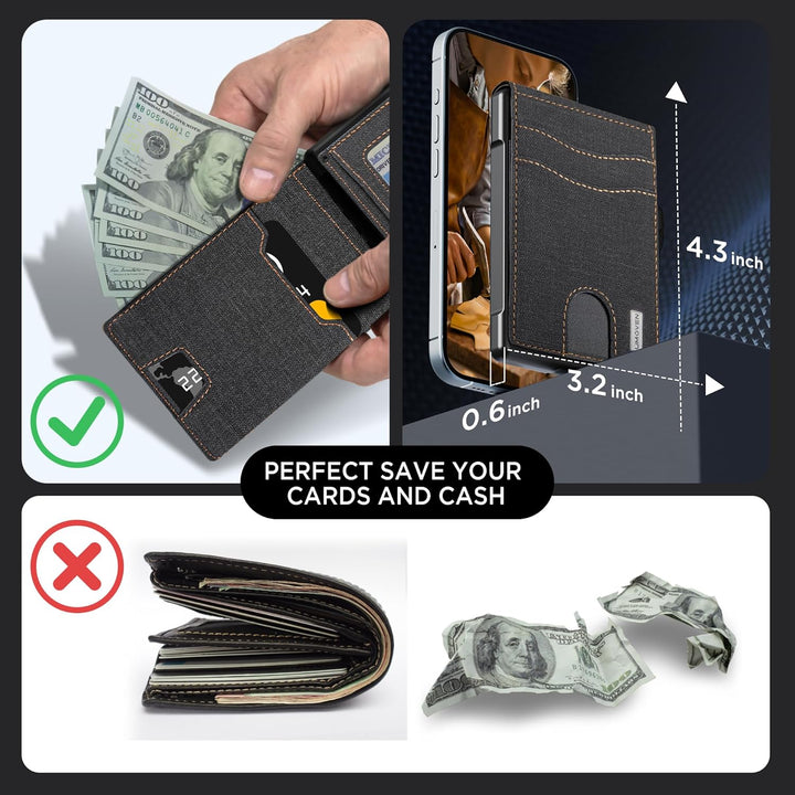 Cartera para hombre - Estuche emergente, ranura para efectivo y ran...