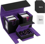 TiMOVO Caja de Deck MTG Commander para YuGiOh TCG CCG Magic Cards, negra+púrpura