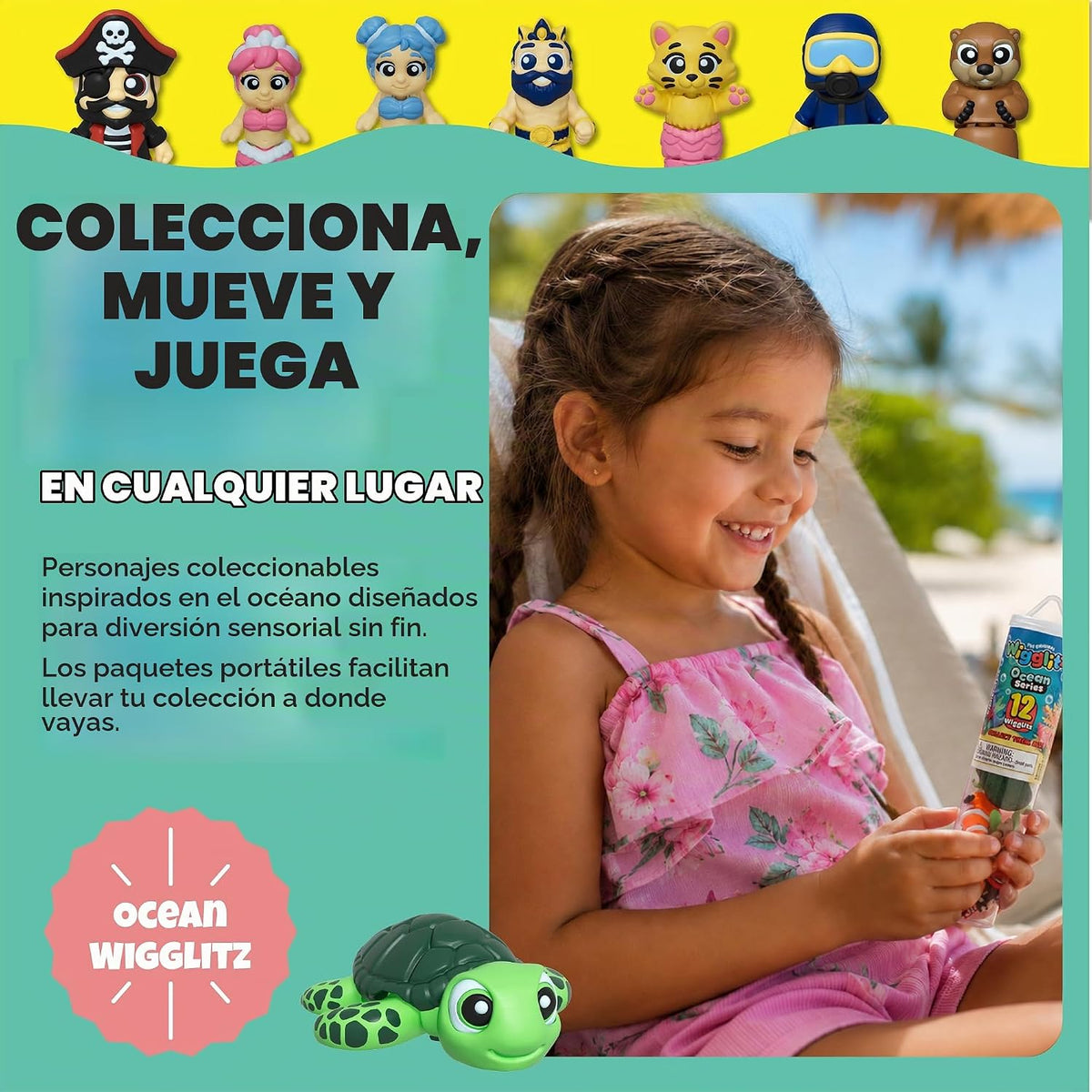 Ocean - Paquete de 12 juguetes coleccionables para ansiedad Wiggly