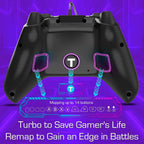 UGAME Controlador por Cable para Xbox para Xbox One/Series S/X y PC, Control con Tasa de Sondeo de 1000Hz, Palancas Sin Deriva, Paddles Personalizables, Turbo, Control Remoto, Iluminación RGB (Negro)