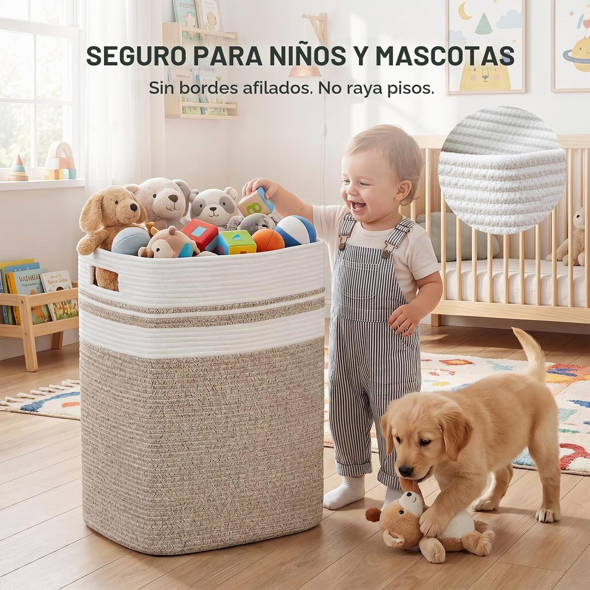 OIAHOMY - Cesta de lavandería de 91L, cesta de lavandería extragrande, cesta plegable de cuerda de algodón, cesta de almacenamiento tejida para mantas, ropa, almohadas - 16x15x24 - Amarillo