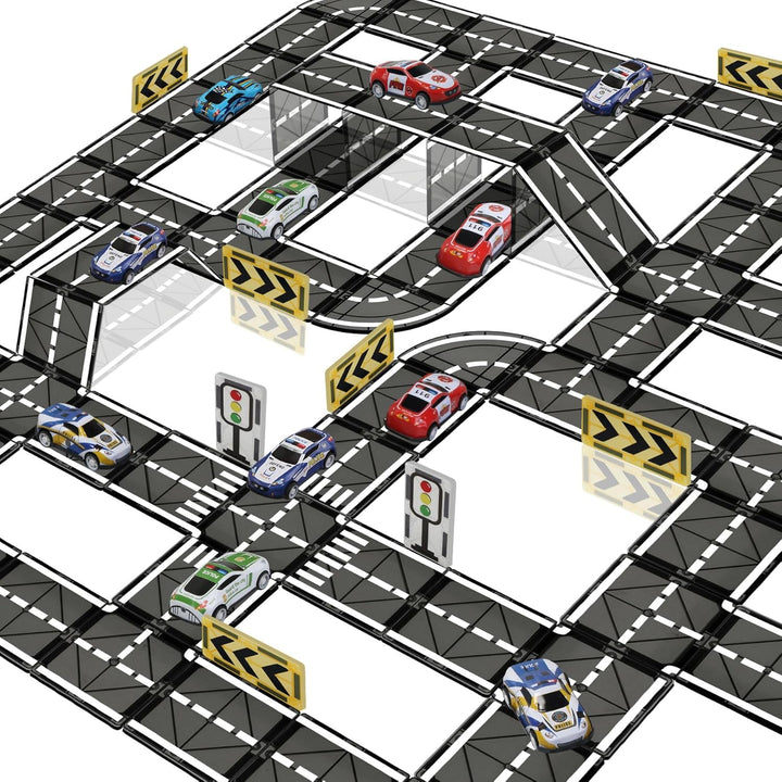 SKTMYY Juego de 150 azulejos magnéticos para carretera con canicas,...