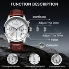 LIGE Reloj de Pulsera de Cuero para Hombres Analógico de Vestir Cronógrafo Impermeable Vintage Trabajo Casual Cuarzo con Calendario Cronógrafo Lúmenes Resistente al Agua 30M Reloj Clásico para Hombres