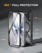 Miracase Funda para iPhone 17 de 6.3'', Protección Militar contra Caídas de Cuerpo Completo Bumper para Teléfono Exterior con Pantalla de Vidrio Integrada y Control de Cámara, Fácil Instalación, Sin
