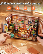 Rolife Kit de rincón de libros, kit de casa de muñecas en miniatura para adultos, rompecabezas de madera 3D con temática de tienda general japonesa, regalos para familiares, amigos, regalos creativos