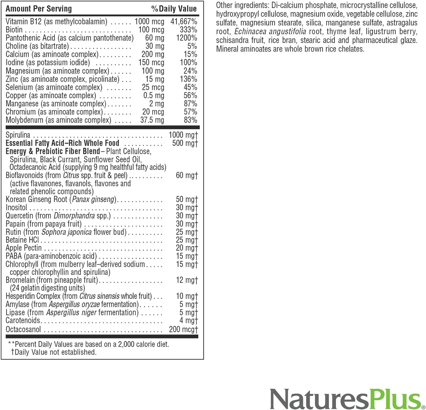 NaturesPlus Source of Life - Sin hierro - 180 mini-tabletas - Suple...