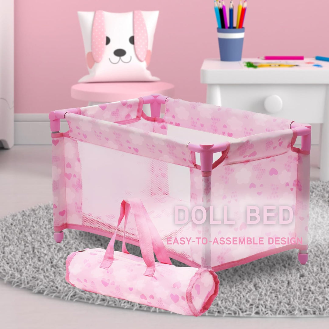 Juego de cochecito, columpio y cuna para muñeca bebé, juego de acce...