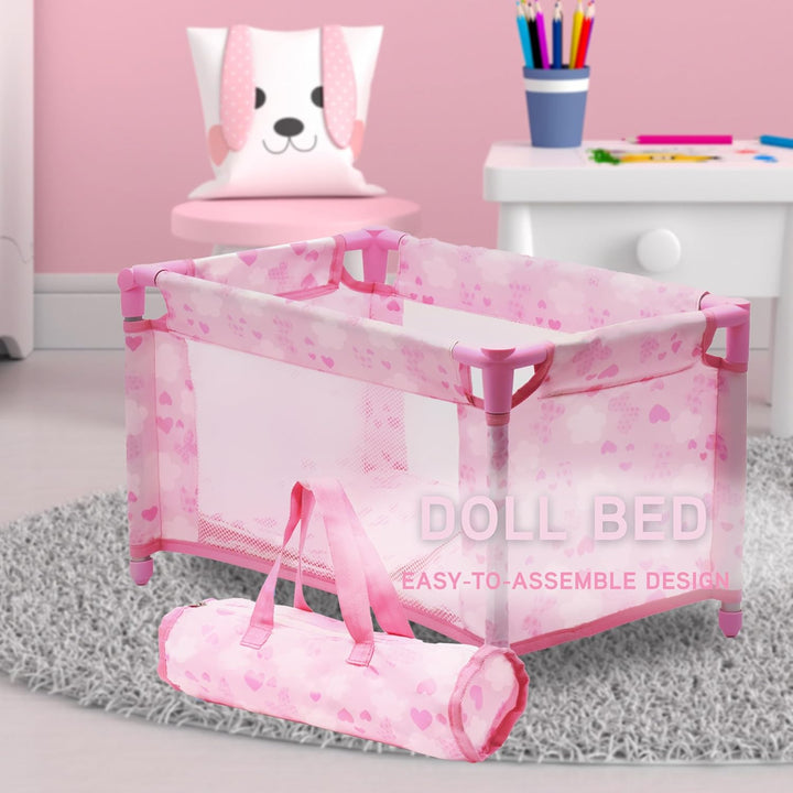 Juego de cochecito, columpio y cuna para muñeca bebé, juego de acce...