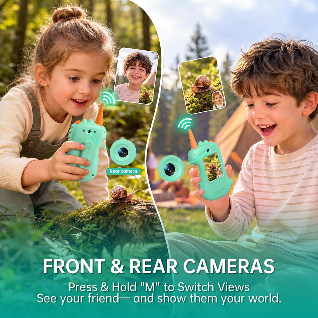 Walkie Talkies de video para niños, paquete de 2 regalos de cumpleaños de