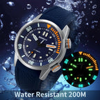 BERNY Reloj de buceo para hombre, relojes mecánicos automáticos de moda para hombres, reloj de pulsera masculino impermeable 20ATM, cristal de zafiro súper luminoso con banda de reloj de silicona