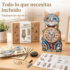 Rompecabezas 3D para adultos, lindo reloj de gato 3D, rompecabezas de madera, kit de reloj de rompecabezas de gato para bricolaje, Navidad, regalo de cumpleaños para mujeres, mamá, hombres, decoración del hogar, vacaciones