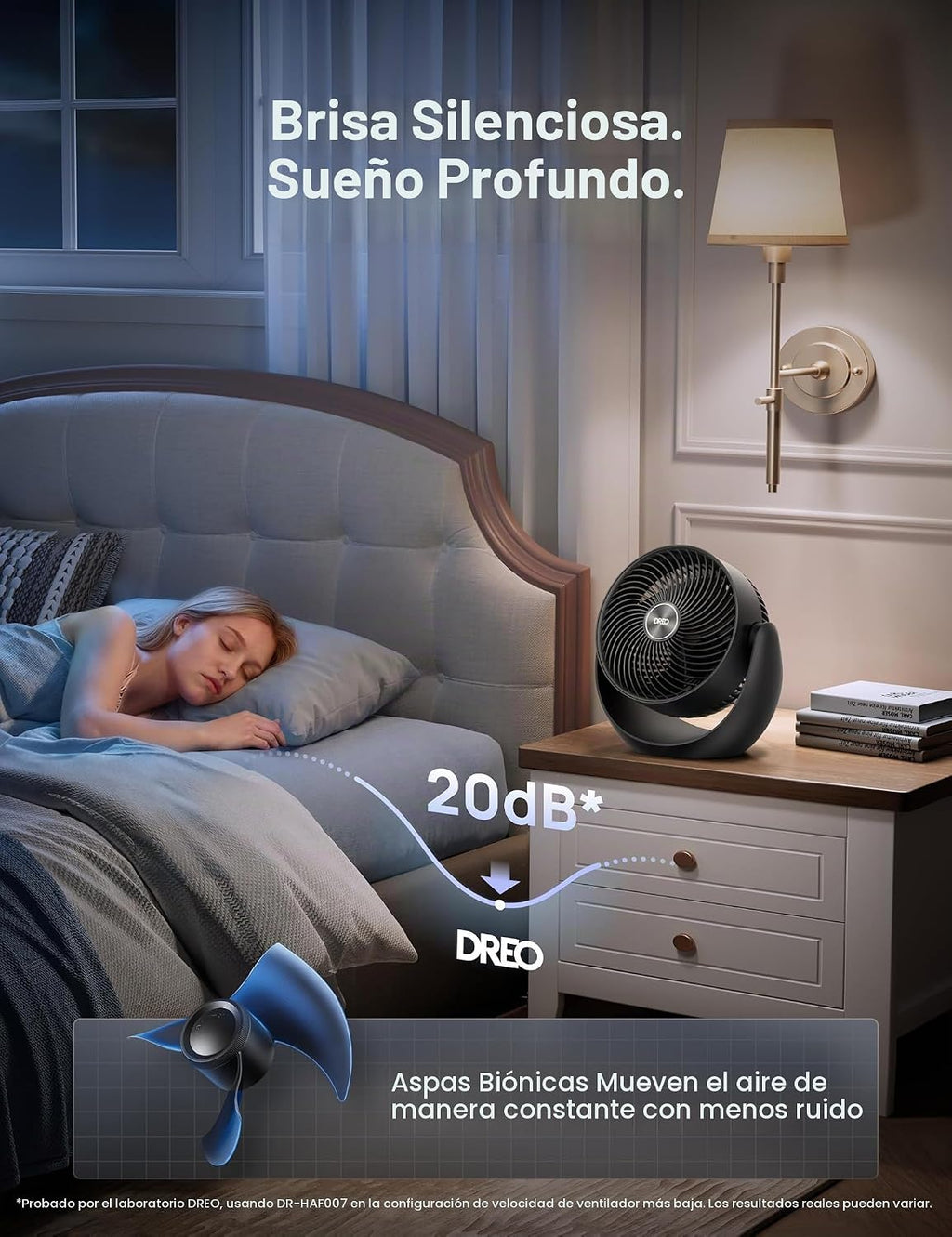 Dreo - Ventilador para dormitorio, circulador de aire de mesa para...