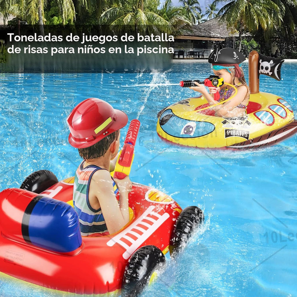 Flotadores de piscina para niños con pistola de agua, juguetes de piscina para niños de 4 a 8 años, flotadores de camión de bomberos para piscina, inflables de piscina para niños y niñas y niños