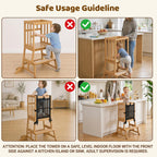 COSYLAND Taburete de cocina para niños pequeños, 1.5-3 años, natural