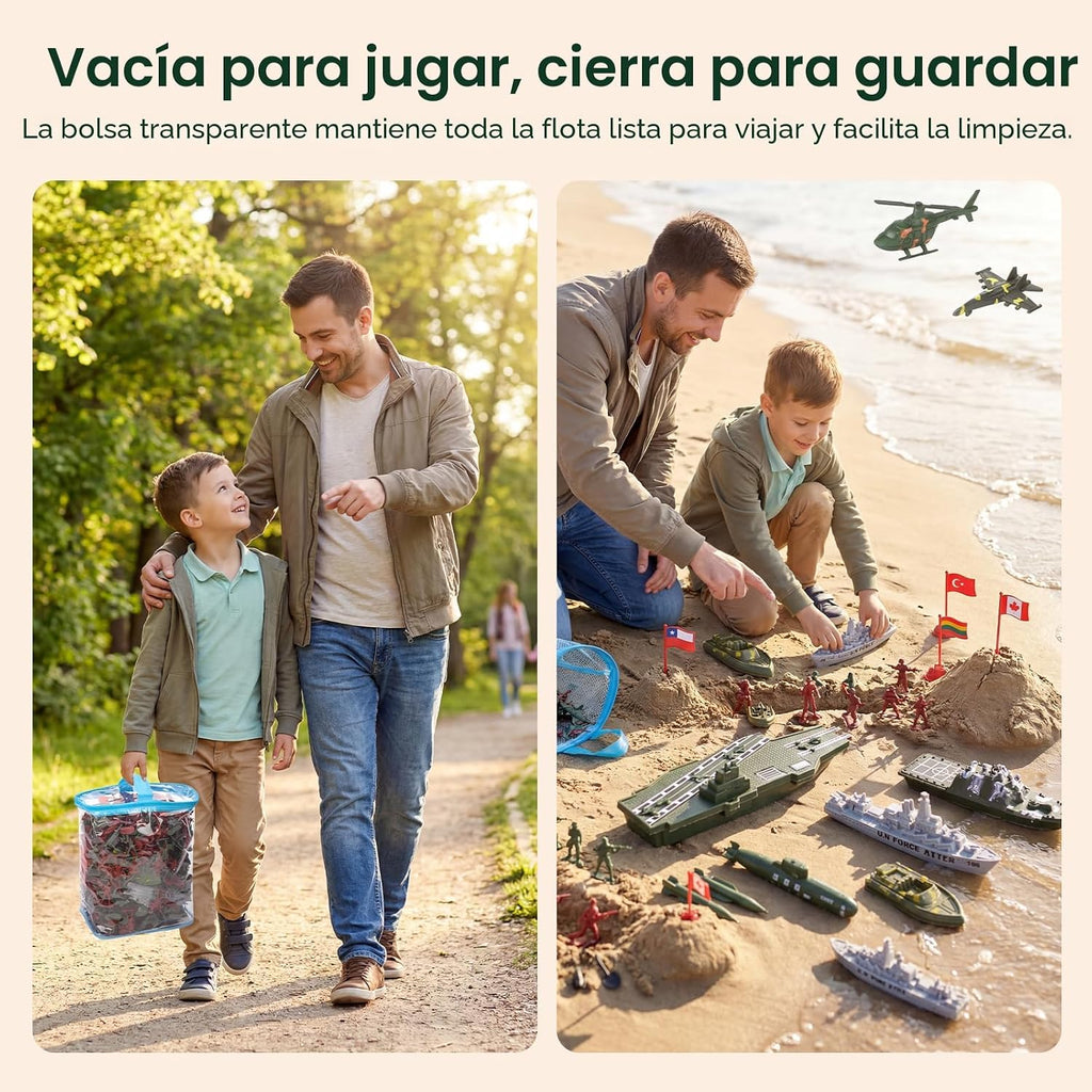3 otters Set de 360 FIGURAS de Soldados, Figuras de Acción Militares con Portaaviones