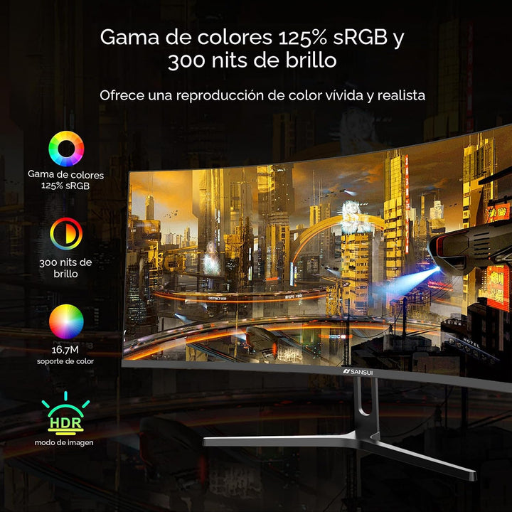 SANSUI Monitor de juegos curvo de 32 pulgadas 240Hz de alta tasa de...