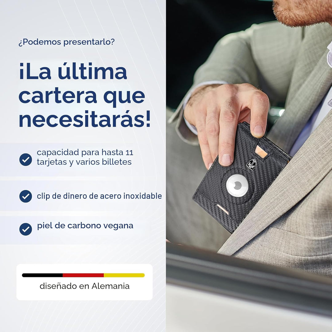TRAVANDO AirTag* - Cartera para hombre con clip para dinero, tarjet...