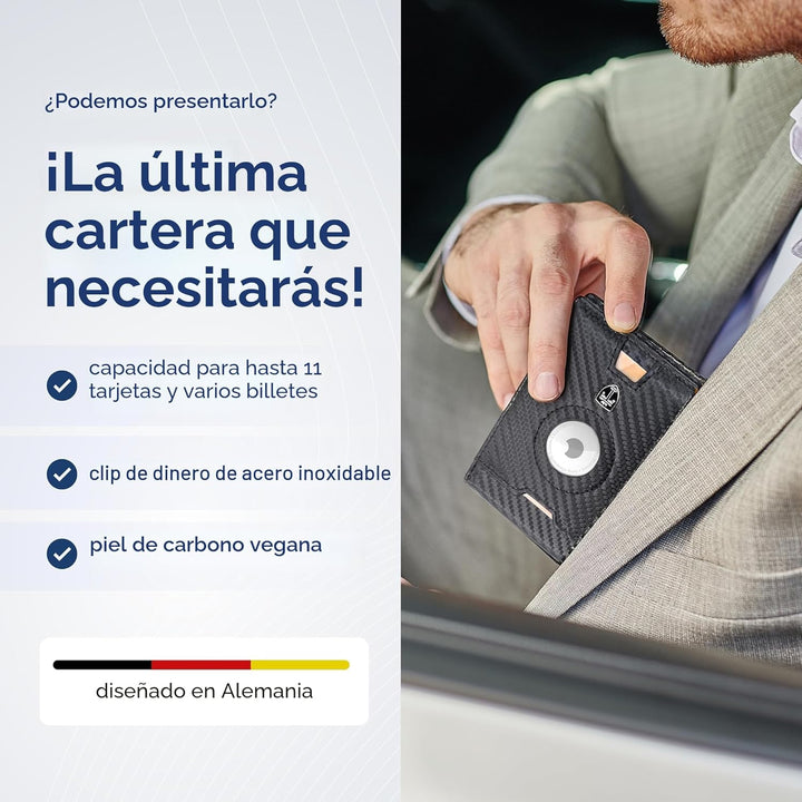 TRAVANDO AirTag* - Cartera para hombre con clip para dinero, tarjet...