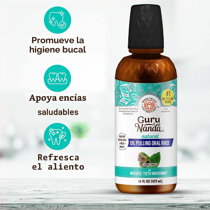 GuruNanda Extracto de aceite de coco, enjuague bucal blanqueador y...