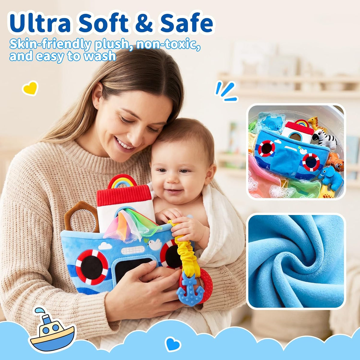 Juguetes para bebés de 6 a 12 meses, Arca de Noé con animales de peluche, regalos de bautismo, juguete sensorial Montessori para niños de 1 año, regalo de Navidad, cumpleaños, bautismo