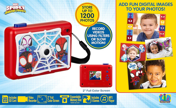 Spidey and His Amazing Friends - Cámara para niños con tarjeta SD,...