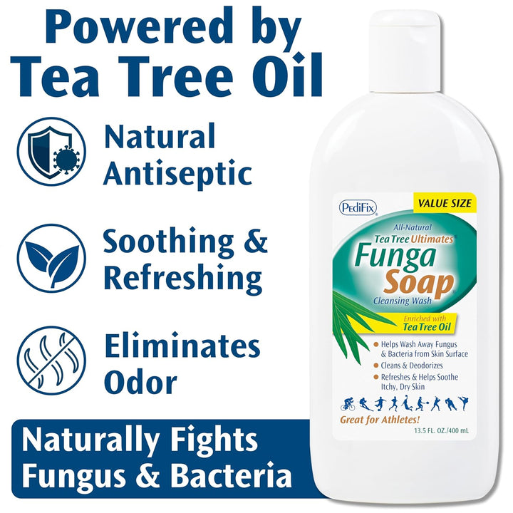 PediFix FungaSoap - Jabón limpiador de árbol de té, gel de baño ant...
