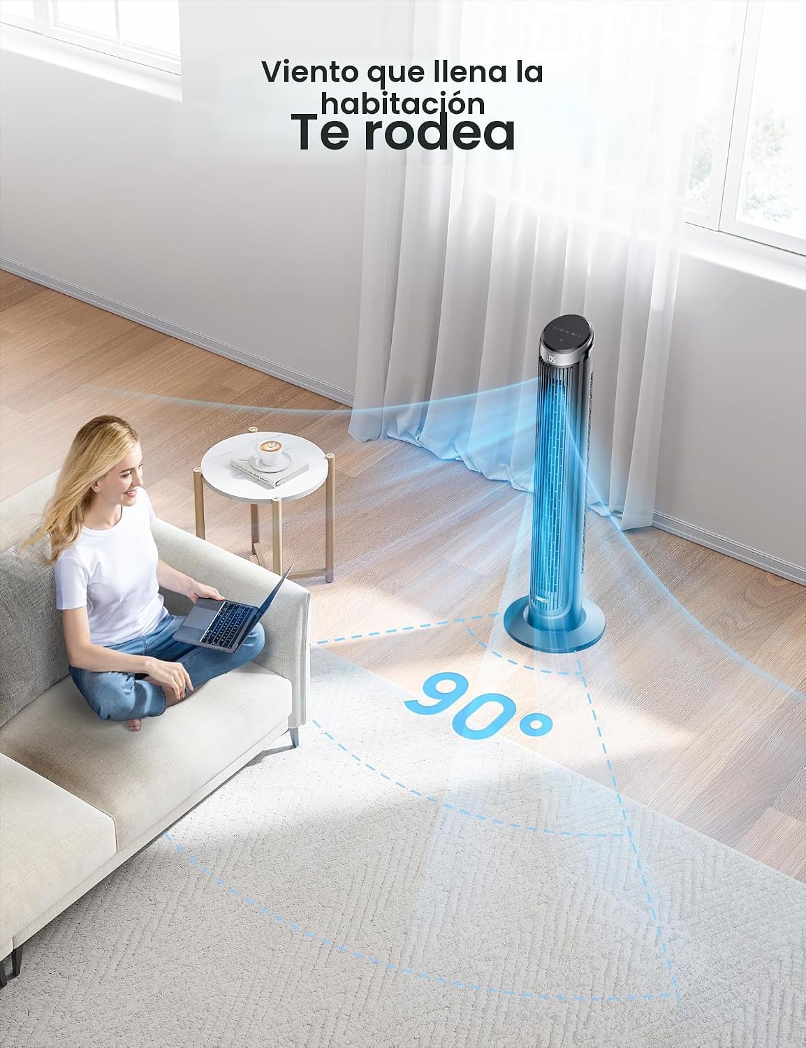 DREO Ventilador de torre para dormitorio, ventiladores oscilantes d...