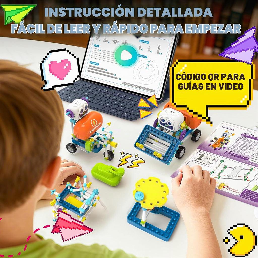 SMILESSKIDDO Kit de robot científico 120 en 1, juguete de aprendizaje y