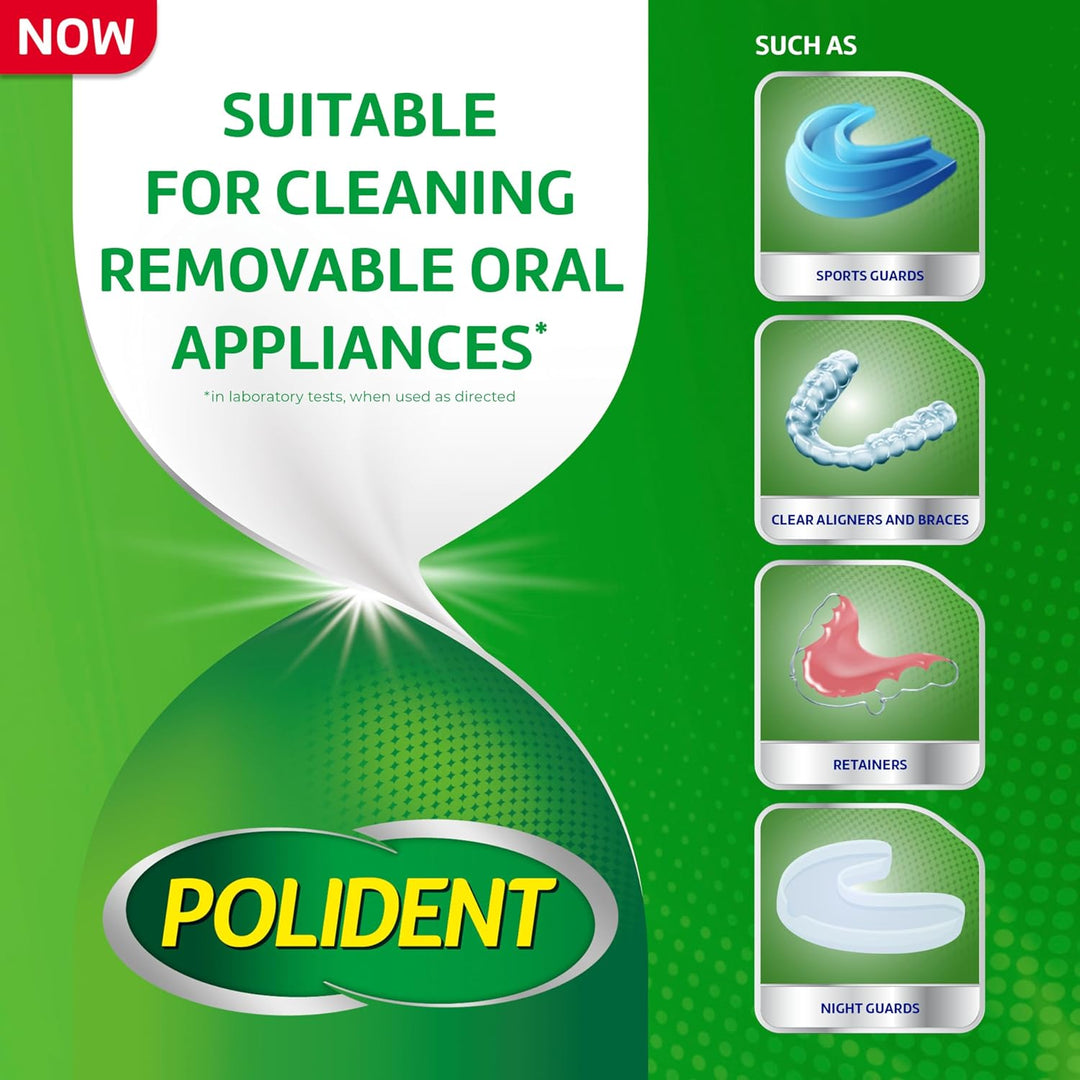 Polident Tabletas limpiadoras de dentaduras postizas blanqueadoras...