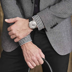 FEICE Bauhaus automático para hombre, reloj analógico mecánico para hombre, casual, impermeable, antichoque, reloj de vestir inoxidable, regalos únicos, FM212, reloj plateado.