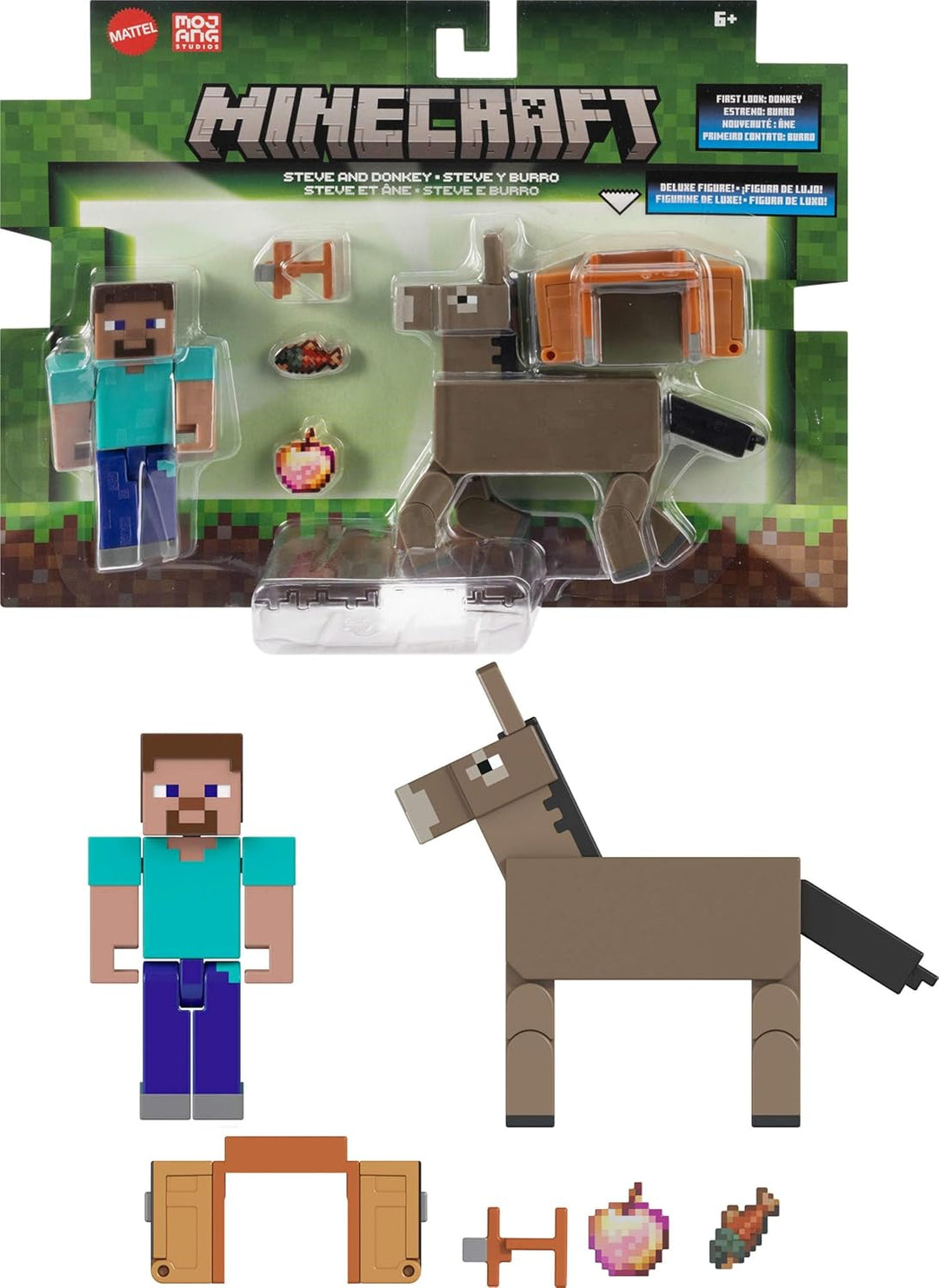 Mattel Minecraft Figuras de acción y accesorios 2 unidades, Steve &...
