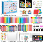 Shuttle Art Juego de Arte para Niños de 335 Piezas, Suministros de Arte Multimedia, Kit de Arte de Regalo con Caballete Tríptico, 2 Blocs de Dibujo, 2 Libros para Colorear, Pasteles al Óleo, Crayones