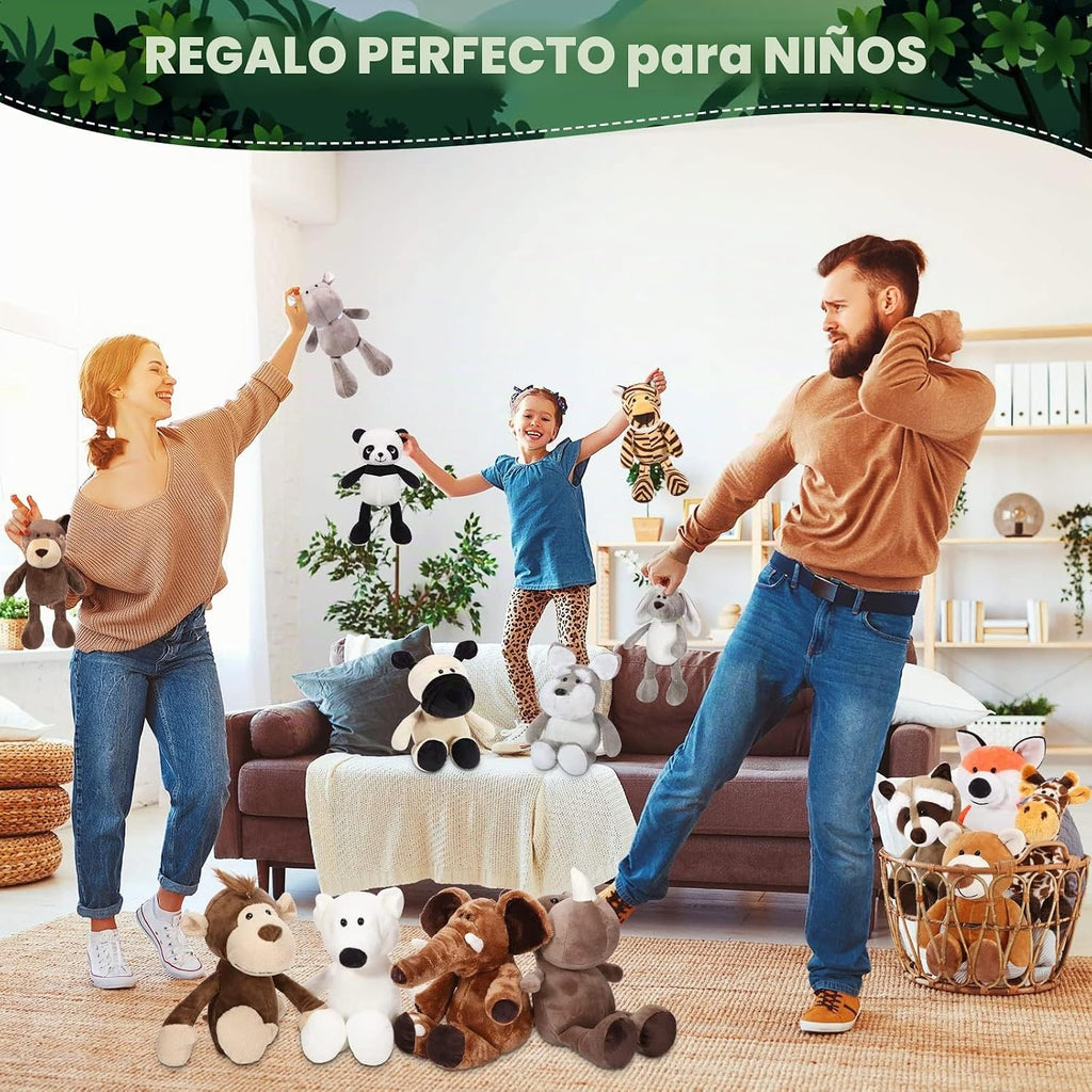 Lenwen - Juego de 24 animales de peluche de la selva de 10 pulgadas