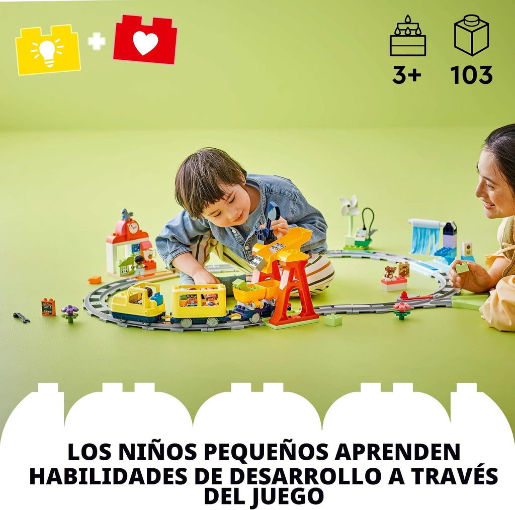 LEGO DUPLO Town Gran Tren Comunitario Interactivo - Juego de tren interactivo para niños y niñas, juguete de aprendizaje para niños y niñas, a partir de 3 años - Idea de regalo para cumpleaños y