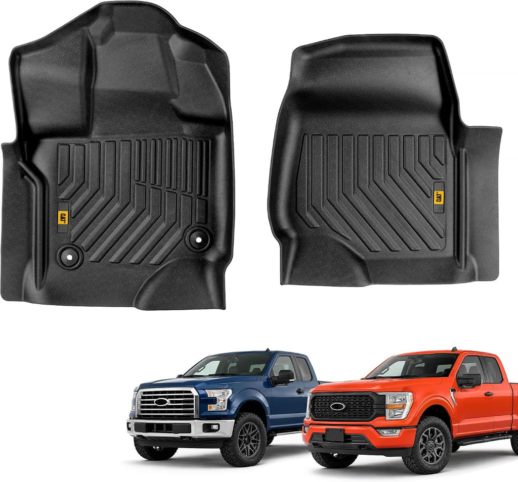 CAT® JustFit™ Alfombrillas delanteras 3D personalizadas para Ford F-150 Super Cab 2015-2026, forros de goma resistentes medidos con láser, accesorios para Ford F150 SuperCab