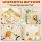 Andador de Actividad de Madera con Cubo, Andador de Madera para Bebés, Juguetes de Empuje Montessori para Bebés que Aprenden a Caminar y a Sentarse y Pararse