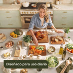 ROYAL CRAFT WOOD Tablas de cortar de madera para preparar comidas de cocina y servir – Juego de tablas de cortar de bambú no tóxicas con asas laterales profundas para jugo – Charcutería y bloque de