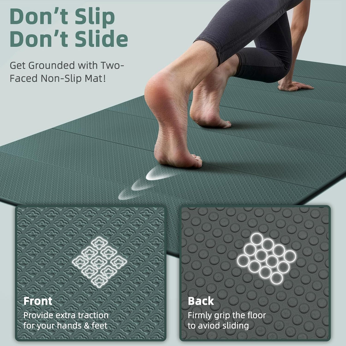Tapete de Yoga Plegable 74"x47.2"x 0.4" – Tapete de Yoga Grande